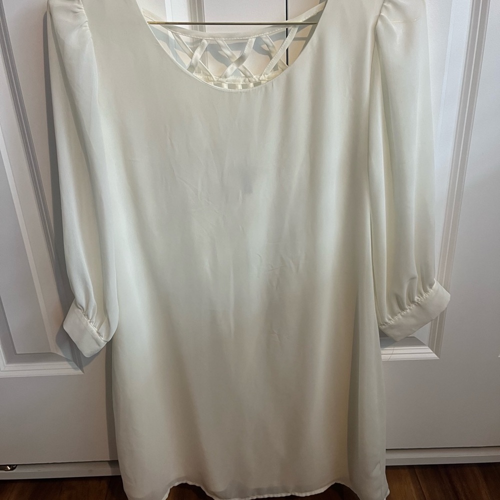 HeartSoul Cream Blouse with Lattice Back